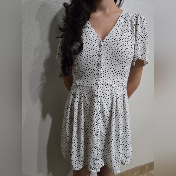 Oysho Polka Dot V-Neck Mini Dress - Picture 5 of 11